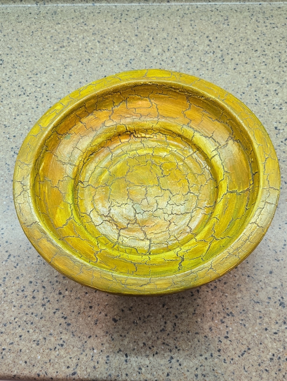 Yellow & Green Distressed Crackle Decorative Bowl - Made in Mexico